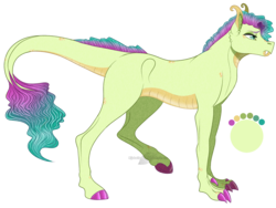Size: 1636x1231 | Tagged: safe, artist:bijutsuyoukai, oc, oc only, dracony, hybrid, colored claws, colored hooves, female, gradient mane, interspecies offspring, offspring, parent:sandbar, parent:smolder, parents:smolbar, reference sheet, simple background, solo, transparent background