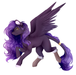 Size: 1024x1010 | Tagged: safe, artist:itsizzybel, oc, oc only, oc:ender heart, pegasus, pony, clothes, colored hooves, ear piercing, female, jewelry, leonine tail, looking at you, mare, necklace, piercing, raised hoof, raised leg, simple background, socks, solo, spread wings, tail band, transparent background, wings