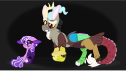 Size: 3470x1990 | Tagged: safe, artist:casanova-mew, discord, screwball, draconequus, pony, g4, duo