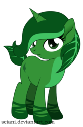 Size: 400x609 | Tagged: safe, artist:seiani, oc, oc only, oc:leafblade, original species, pony, unicorn, augmented tail, female, leaf pony, mare, simple background, solo, transparent background
