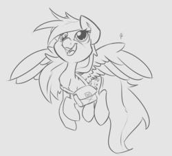 Size: 2308x2096 | Tagged: safe, artist:leadhooves, derpy hooves, pony, g4, female, flying, high res, mailbag, monochrome, solo