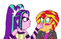 Size: 2000x1273 | Tagged: safe, artist:ktd1993, aria blaze, sunset shimmer, equestria girls, g4, blushing, boop, female, lesbian, ship:sunblaze, shipping, simple background, transparent background