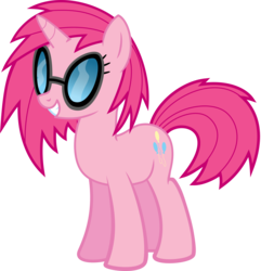 Size: 3857x4000 | Tagged: safe, artist:namelesshero2222, pinkie pie, pony, g4, alternate hairstyle, female, high res, mare, race swap, simple background, solo, sunglasses, transparent background, unicorn pinkie pie, vector
