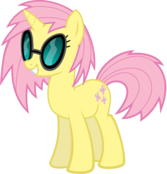 Size: 3857x4000 | Tagged: safe, artist:namelesshero2222, fluttershy, pony, g4, alternate hairstyle, female, high res, race swap, simple background, solo, sunglasses, transparent background, unicorn fluttershy, vector