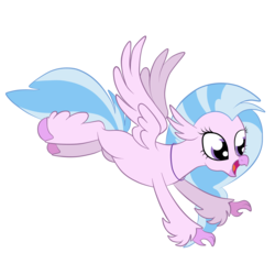 Size: 3000x3000 | Tagged: safe, artist:squipycheetah, silverstream, classical hippogriff, hippogriff, g4, school daze, cute, diastreamies, female, flying, happy, high res, jewelry, missing accessory, necklace, open mouth, simple background, smiling, solo, transparent background