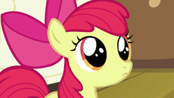 Size: 1920x1080 | Tagged: safe, screencap, apple bloom, earth pony, pony, bloom & gloom, g4, 1080p, adorabloom, animated, cute, eye shimmer, female, no sound, puppy dog eyes, solo, weapons-grade cute, webm