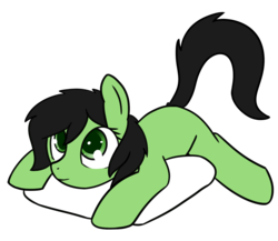 Size: 1464x1272 | Tagged: safe, artist:neuro, oc, oc only, oc:filly anon, pony, cute, female, filly, looking at you, lying down, pillow, prone, simple background, smiling, solo, transparent background