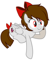 Size: 3200x3782 | Tagged: safe, alternate version, artist:rsa.fim, oc, oc only, oc:whisper hope, pegasus, pony, alternate hairstyle, cloud, female, high res, mare, red eyes, ribbon, simple background, smiling, solo, tail wrap, transparent background, unitárium