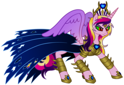 Size: 1453x996 | Tagged: safe, artist:rose-beuty, princess cadance, pony, g4, armor, corrupted, dark magic, evil cadance, female, magic, simple background, solo, transparent background, vector