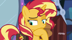 Size: 800x450 | Tagged: safe, screencap, sunset shimmer, pony, unicorn, equestria girls, equestria girls specials, g4, my little pony equestria girls: mirror magic, animated, female, gif, mare, solo, thinking