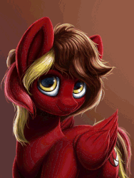 Size: 450x600 | Tagged: safe, artist:smowu, oc, oc:red aperture, pony, animated, bust, cinemagraph, ear flick, portrait, solo