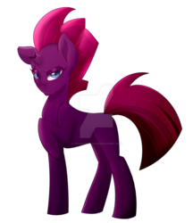 Size: 900x1044 | Tagged: safe, artist:paintcoloryt, tempest shadow, pony, unicorn, g4, my little pony: the movie, broken horn, deviantart watermark, eye scar, female, horn, looking at you, mare, obtrusive watermark, raised hoof, scar, simple background, solo, transparent background, watermark