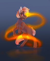 Size: 1857x2273 | Tagged: safe, artist:nightskrill, oc, oc only, pony, unicorn, ear fluff, female, glowing horn, horn, magic, mare, rearing, simple background, solo, unshorn fetlocks