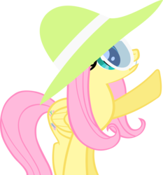 Size: 4900x5267 | Tagged: safe, artist:ironm17, fluttershy, pegasus, pony, g4, green isn't your color, absurd resolution, de magicks, female, hat, simple background, solo, sunglasses, transparent background, vector