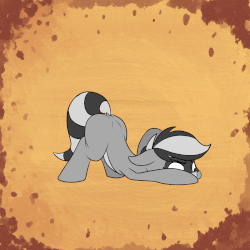 Size: 1300x1300 | Tagged: safe, artist:anontheanon, oc, oc only, oc:bandy cyoot, pony, raccoon pony, abstract background, animated, crawling, cute, dock, female, frame by frame, gif, solo, tail