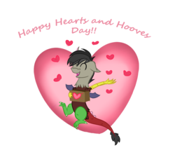 Size: 1500x1284 | Tagged: safe, artist:slushnstuff, discord, g4, ask-clover-the-clever, box of chocolates, hearts and hooves day, male, simple background, solo, transparent background, younger
