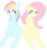 Size: 1518x1612 | Tagged: safe, artist:91o42, fluttershy, rainbow dash, pegasus, pony, g4, cute, dashabetes, female, lesbian, looking at you, mare, ship:flutterdash, shipping, shyabetes, simple background, white background