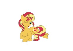 Size: 1754x1240 | Tagged: safe, artist:xbluestreakx, sunset shimmer, pony, unicorn, g4, cute, female, lying down, mare, one eye closed, tongue out, wink