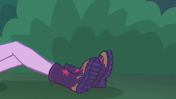 Size: 2208x1242 | Tagged: safe, screencap, sci-twi, twilight sparkle, equestria girls, g4, my little pony equestria girls: better together, stressed in show, stressed in show: fluttershy, boots, bush, legs, mud, muddy, pictures of legs, shoes