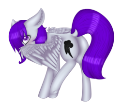 Size: 4539x3995 | Tagged: safe, artist:mimihappy99, oc, oc only, oc:morning glory (project horizons), pegasus, pony, fallout equestria, fallout equestria: project horizons, blush lines, blushing, branded, commission, cute, dashite, dashite brand, dock, embarrassed, simple background, solo, tail, transparent background, ych result