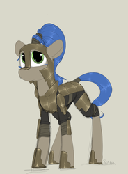 Size: 900x1220 | Tagged: safe, artist:sinrar, oc, oc only, oc:stalwart wave, earth pony, pony, armor, simple background, solo