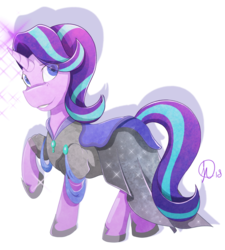 Size: 1024x1140 | Tagged: safe, artist:krakograff, artist:scarabdynasty1, artist:sirius-sdz, starlight glimmer, pony, unicorn, g4, clothes, dress, female, horn, looking at you, mare, shadow, simple background, solo, transparent background