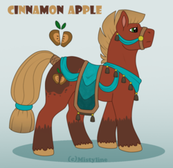 Size: 900x876 | Tagged: safe, artist:mistyline, oc, oc only, oc:cinnamon apple, earth pony, pony, harness, male, offspring, parent:big macintosh, parent:oc:gipsy tamborine, parents:canon x oc, solo, stallion, tack, unshorn fetlocks