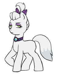 Size: 579x773 | Tagged: safe, artist:pikokko, opalescence, pony, g4, choker, lidded eyes, ponified, ponified pony pets, simple background, solo, white background