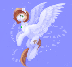 Size: 2057x1911 | Tagged: safe, artist:nightskrill, oc, oc only, oc:coffee cream, pegasus, pony, flying, jewelry, male, necklace, solo, spread wings, stallion, wings