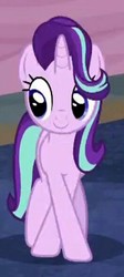 Size: 264x591 | Tagged: safe, screencap, starlight glimmer, pony, unicorn, g4, school daze, cropped, crossed legs, cute, female, glimmerbetes, mare, smiling, solo