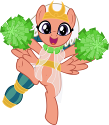Size: 5292x6082 | Tagged: safe, artist:jhayarr23, somnambula, pegasus, pony, idw, legends of magic, spoiler:comiclomannual, absurd resolution, belly button, bipedal, cheering, cheerleader, cute, female, idw showified, looking at you, mare, open mouth, pom pom, simple background, solo, somnambetes, standing, standing on one leg, transparent background, vector