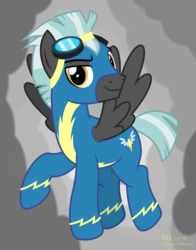 Size: 2200x2800 | Tagged: safe, artist:chainchomp2, thunderlane, pegasus, pony, g4, clothes, goggles, high res, looking at you, male, signature, solo, stallion, uniform, vector, wonderbolts uniform