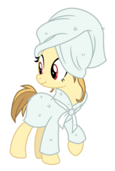 Size: 3500x5164 | Tagged: safe, artist:estories, oc, oc only, oc:alice goldenfeather, pony, g4, absurd resolution, clothes, female, mare, robe, simple background, smiling, solo, towel, transparent background, vector