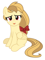 Size: 2941x3925 | Tagged: safe, artist:estories, oc, oc only, oc:alice goldenfeather, pegasus, pony, g4, bow, female, high res, mare, simple background, sitting, solo, transparent background, vector