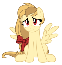 Size: 3157x3320 | Tagged: safe, artist:estories, oc, oc only, oc:alice goldenfeather, pegasus, pony, g4, bow, female, high res, mare, simple background, sitting, solo, transparent background, vector