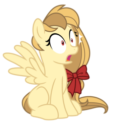 Size: 3320x3693 | Tagged: safe, artist:estories, oc, oc only, oc:alice goldenfeather, pegasus, pony, g4, bow, female, high res, mare, simple background, sitting, solo, transparent background, vector, wide eyes