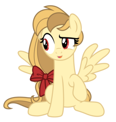 Size: 3157x3320 | Tagged: safe, artist:estories, oc, oc only, oc:alice goldenfeather, pegasus, pony, g4, bow, female, high res, mare, simple background, sitting, solo, transparent background, vector