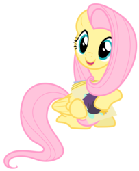 Size: 5716x7026 | Tagged: safe, artist:estories, fluttershy, pony, g4, absurd resolution, cute, female, magazine, open mouth, shyabetes, simple background, sitting, smiling, solo, transparent background, vector