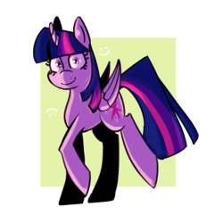 Size: 7200x7200 | Tagged: dead source, safe, artist:declowffee, twilight sparkle, alicorn, pony, g4, abstract background, absurd resolution, cutie mark, female, looking at you, mare, redraw, smiling, solo, twilight sparkle (alicorn), walking