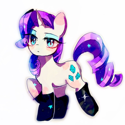 Size: 1600x1600 | Tagged: safe, artist:jojofassbender, rarity, pony, unicorn, g4, clothes, female, looking at you, mare, simple background, socks, solo, white background