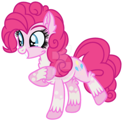 Size: 1024x1006 | Tagged: safe, artist:bezziie, pinkie pie, pony, g4, alternate hairstyle, female, fluffy, simple background, solo, transparent background