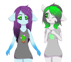 Size: 4638x4000 | Tagged: safe, artist:mimihappy99, oc, oc only, oc:mimi happy, oc:wubsy, earth pony, pegasus, anthro, clothes, cute, duo, female, heart eyes, lesbian, mare, oc x oc, one eye closed, outfit, shipping, simple background, tongue out, transparent background, wingding eyes, wink