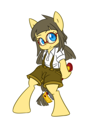 Size: 1800x2400 | Tagged: safe, artist:spheedc, oc, oc only, oc:sphee, earth pony, semi-anthro, bipedal, clothes, digital art, female, filly, glasses, mare, pigtails, simple background, solo, transparent background, wrench