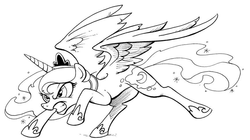 Size: 870x487 | Tagged: safe, artist:andypriceart, princess luna, alicorn, pony, g4, black and white, crown, female, grayscale, ink drawing, jewelry, lineart, mare, monochrome, regalia, simple background, solo, traditional art, white background