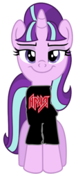 Size: 300x683 | Tagged: safe, artist:partypievt, artist:ziomal1987, edit, vector edit, starlight glimmer, pony, g4, .svg available, arija, clothes, female, heavy metal, metal, rock (music), shirt, simple background, solo, transparent background, vector, ария