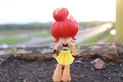 Size: 6000x4000 | Tagged: safe, artist:artofmagicpoland, sunset shimmer, equestria girls, g4, my little pony equestria girls: better together, doll, equestria girls minis, female, irl, looking, photo, solo, sun, toy