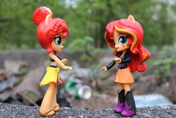 Size: 6000x4000 | Tagged: safe, artist:artofmagicpoland, sunset shimmer, equestria girls, g4, my little pony equestria girls: better together, my past is not today, beach, doll, duality, equestria girls minis, female, fight, irl, photo, toy