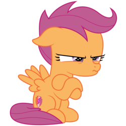 Size: 3000x3000 | Tagged: safe, artist:besttubahorse, scootaloo, pegasus, pony, g4, surf and/or turf, .svg available, crossed hooves, cute, female, filly, grumpy, high res, simple background, sitting, svg, transparent background, vector