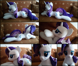 Size: 2312x1964 | Tagged: safe, artist:littlefairyswonders, rarity, pony, g4, irl, life size, photo, plushie, prone, solo