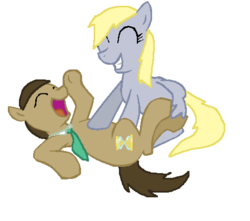 Size: 475x420 | Tagged: safe, artist:diana173076, derpy hooves, doctor whooves, time turner, g4, female, male, ship:doctorderpy, shipping, straight, tickling, ticklish tummy